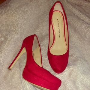 Chinese Laundry Suede Red Platform Pumps